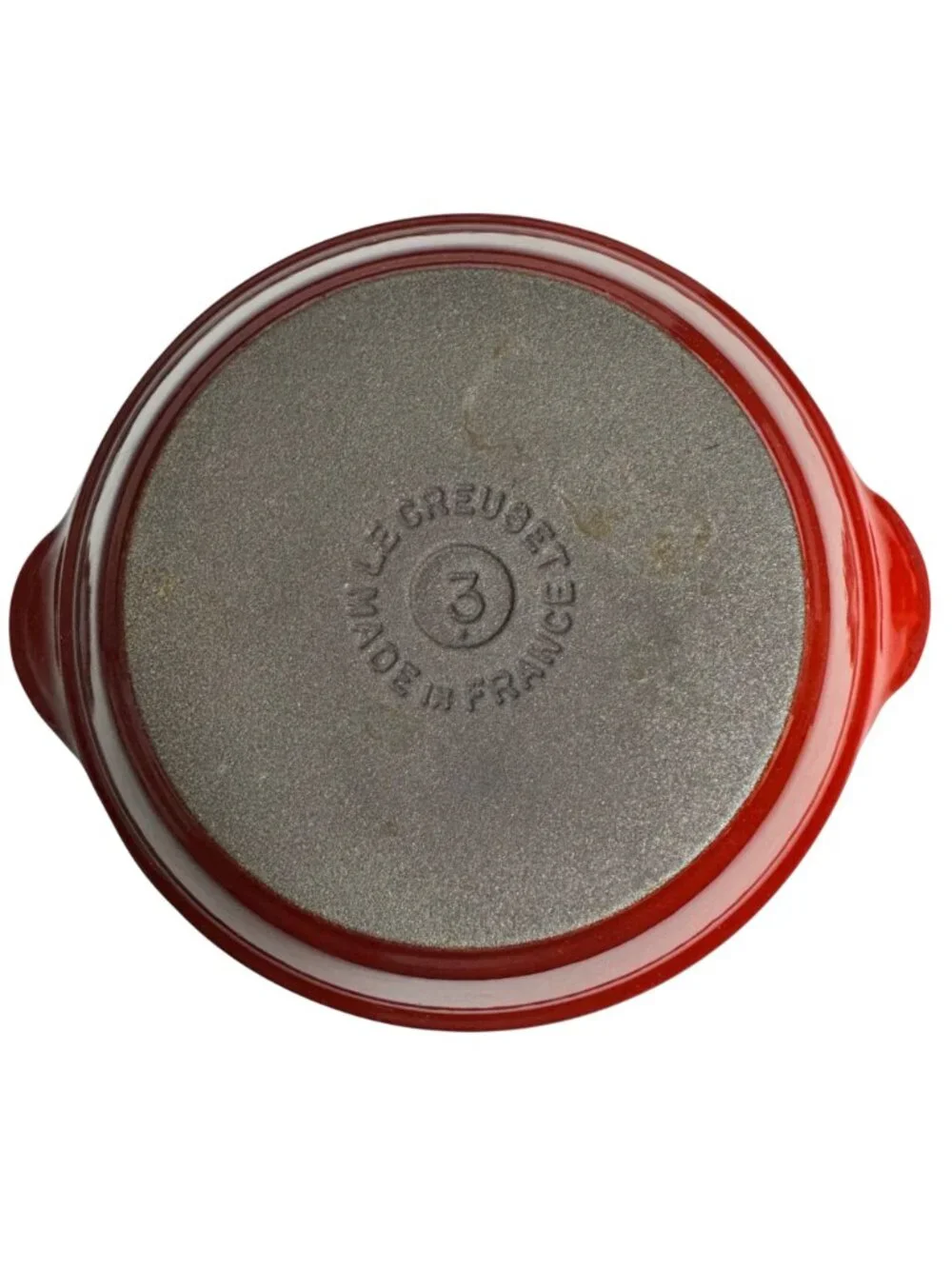 4 Le Creuset Red Au Gratin Dish #3 Cocotte Enameled Cast Iron 7.5 in France VTG - Picture 2 of 16